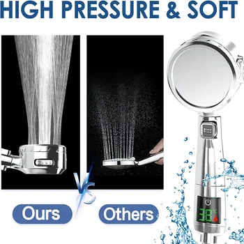 4 Režimy LED Sprcha Hlavu Inteligentné Zobrazenie Teploty Sprcha Hlavu Vysokého Tlaku Nastaviteľné Zrážok Sprcha Úsporu Vody, Vedúci