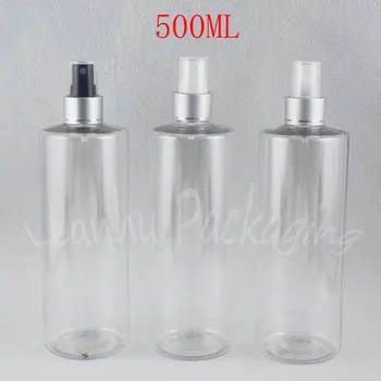 500 ML Transparentná Ploché Ramenný Plastové Fľaše , 500CC Vody / Toner Čiastkové plnenie do fliaš , Prázdne Kozmetické Kontajner ( 15 PC/Lot )