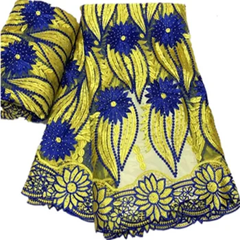 Africké Čipky Textílie 5 metrov Vysokú Kvalitu Výšivky francúzsky Tylu Nigérijský Strany Čipky Materiál FT833