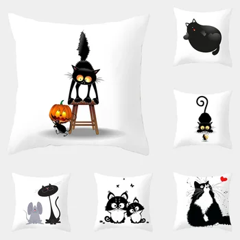 Kreatívne Zlá Mačka Vankúš Zábavné Black Cat Hodiť Vankúš 45*45 cm Dekoračné obliečky na Vankúše Vankúš funda de almohada