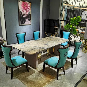 Luxusný jedálenský stôl nastaviť Západného štýlu mramoru jedálenský stôl