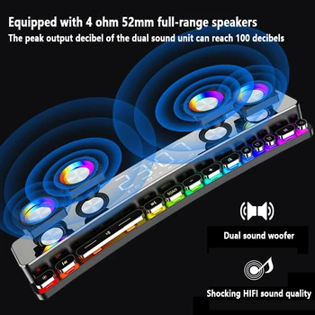 SOAIY SH39 LED Bezdrôtový Hra Bluetooth Reproduktorov Počítača Soundbar 3D Stereo Hudobné Centrum Subwoofer domáceho kina Hodiny Reproduktor