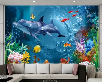 beibehang tapety 3d maľba HD Obývacej izby, spálne, gauč pozadí dolphin podmorského sveta veľkú nástennú maľbu 3d tapety